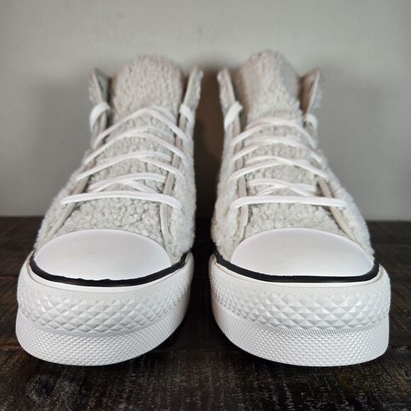Converse CTAS Mens Size 6 Youth 6 Platform Hi Top Shoes White Sherpa - Picture 3 of 11